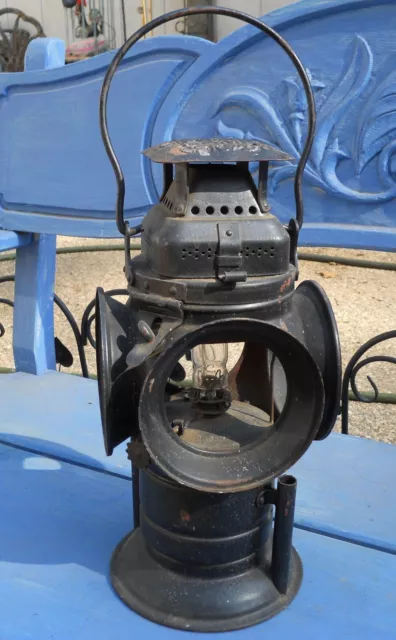 Antique Adlake Non Sweating Chicago Railroad Train Switch Lamp Black 4 way