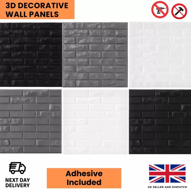 3D Wall Panels with Adhesive | DIY Interior & 3D Decorative Classic Brick Design