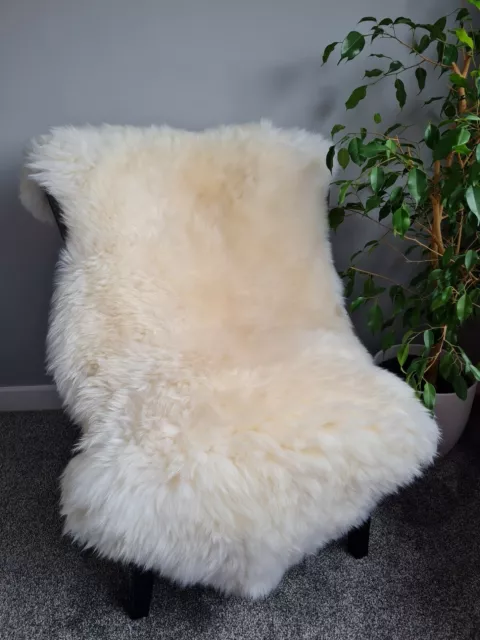 Genuine Sheepskin Rug LARGE Real Fleece Natural Pelt Soft Ivory White 125 cm