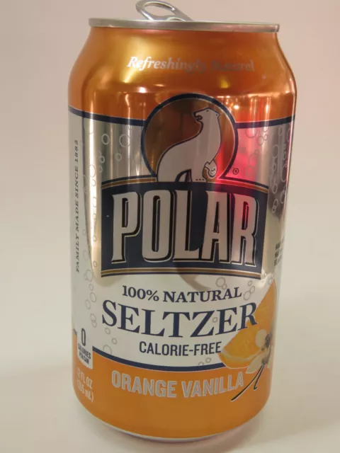 Craft BEER Empty Can ~ POLAR Beverages Orange Seltzer Water ~ Worcester, MASS.