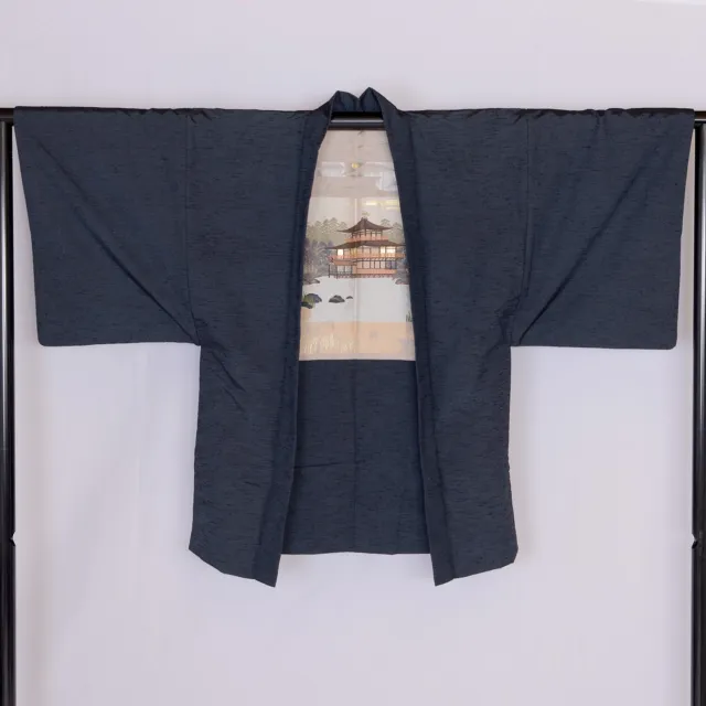 Kimono Japanese Vintage Haori Silk Tradition Kinkakuji Temple 35.03 inch used