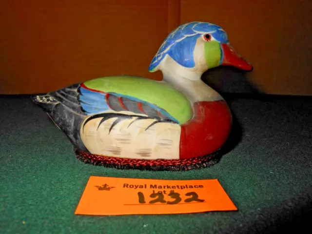 Vintage Jasco Mallard Duck Ceramic Lint Remover Brush Figurine 1980's