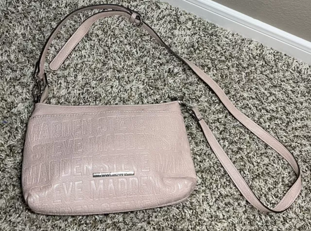 Steve Madden Blush Pink Stamped Logo Crossbody Purse Adjustable Shoulder Strap