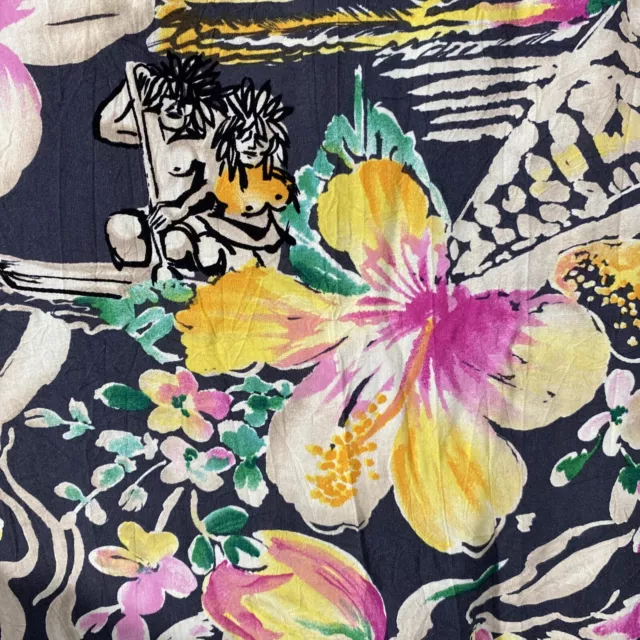 Jams World Hawaiian Shirt Pants Mens Large All Over Print Topless Floral Unique