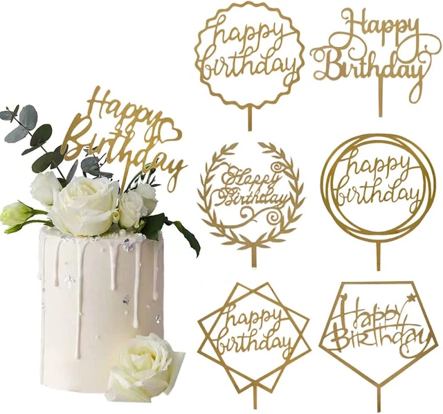 Gold Cake Topper,Happy Birthday Cake Topper Acrylic Cake Topper Cupcake Toppers