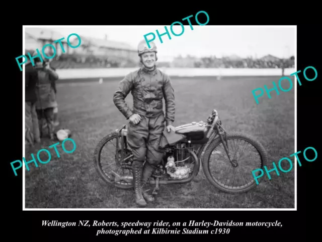 8x6 HISTORIC PHOTO OF WELLINGTON NZ HARLEY DAVIDSON SPEEDWAY MOTORCYCLE 1930 1