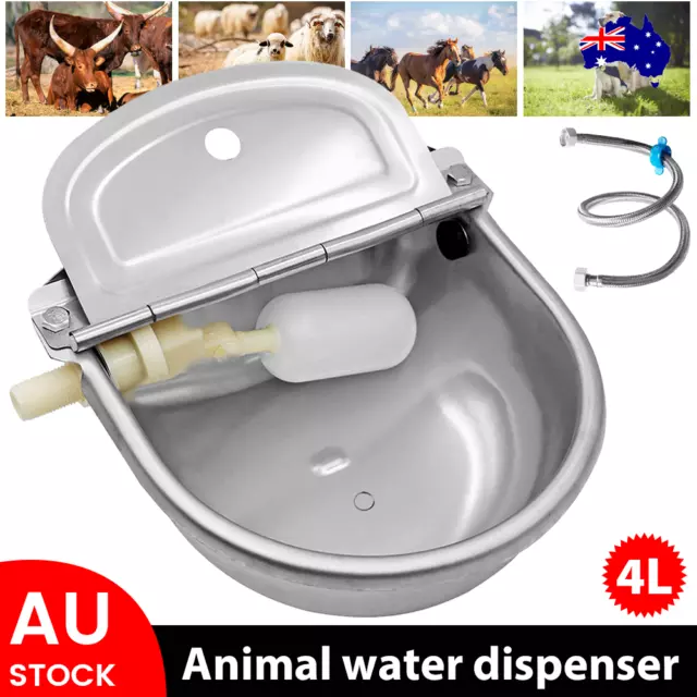Automatic Water Feeder Trough Hose Stainless Sheep Dog Cow Auto Fill Bowl AUS