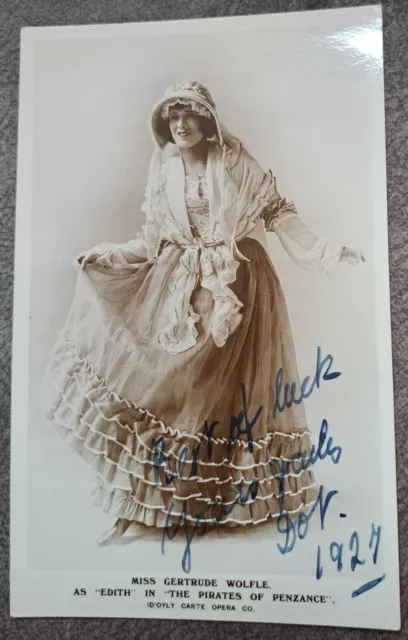 SIGNED RP Postcard Gertrude Wolfle D`Oyly Carte Gilbert & Sullivan Edith Pirates