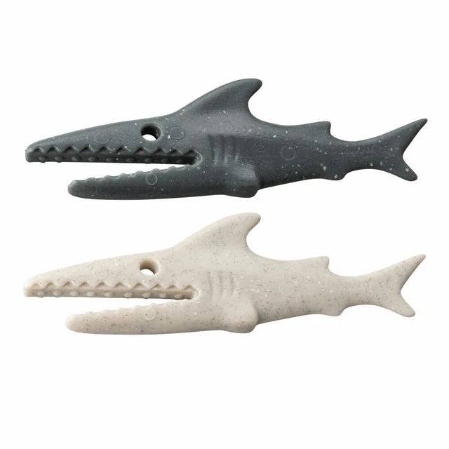Koziol Morsetto Sharky Set di 20, mollette per abiti, fermaborsa, sabbia/grigio