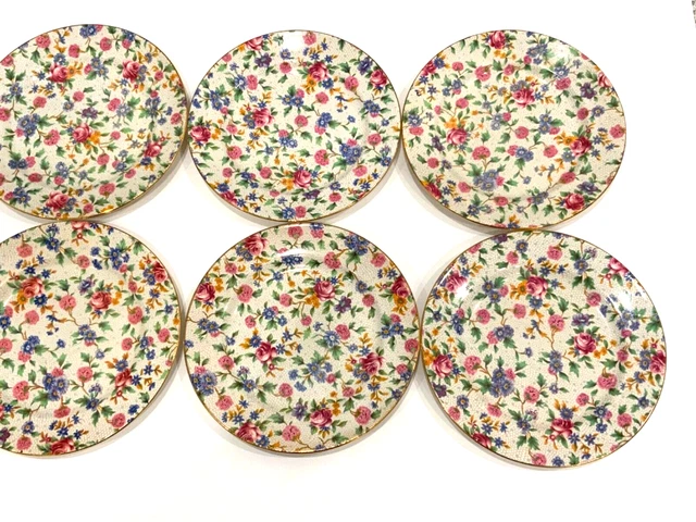 8 ROYAL WINTON GRIMWADES OLD COTTAGE CHINTZ ENG BREAD PLATES Floral Roses 6 3/8” 5