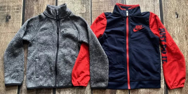 Nike Boys Jacket Lot Of 2 Gray Blue Red Bouys Youth Kids Size 6 7 Excellent