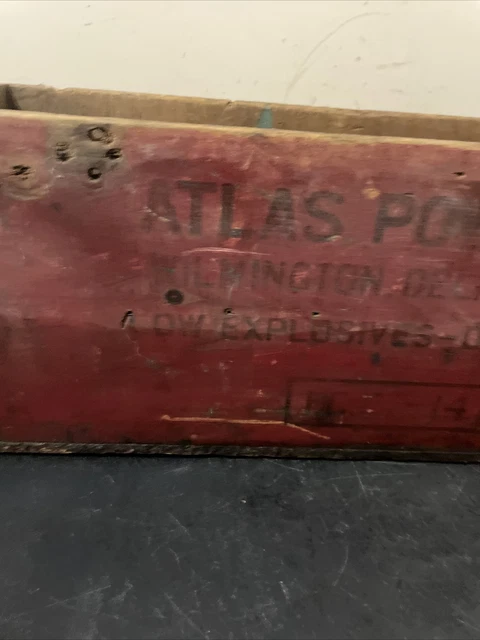 Antique ATLAS POWDER Co. Explosive Box Advertising Empty Wooden Crate 2