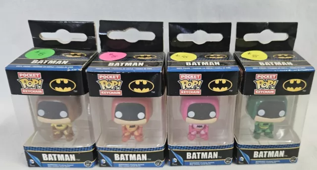 Lot of 4 Funko Pocket Pop Batman Keychains - Different Colors DC