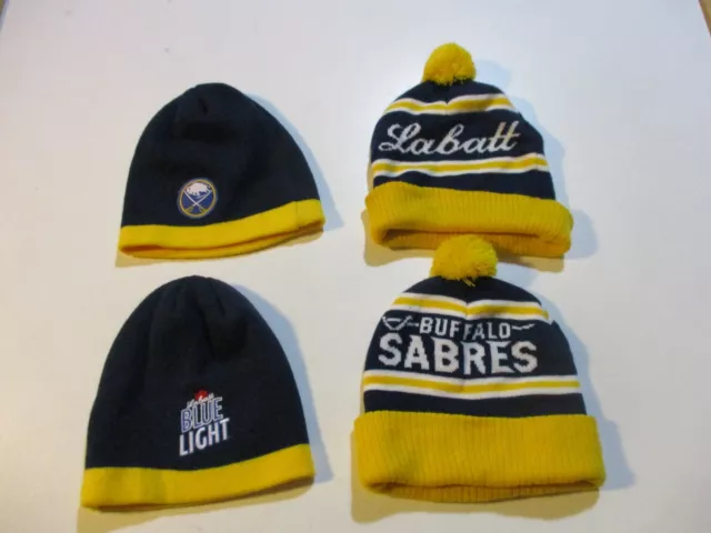 Buffalo Sabres Logo Labatt Beer Promo Winter Hat Lot Beanie Knit Pom Pom  NHL Cap