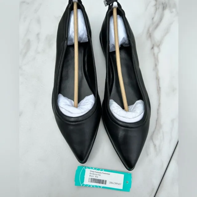 Vince Camuto Bendreta Sport Pointed-Toe Ballet Flats size 9.5 black leather new