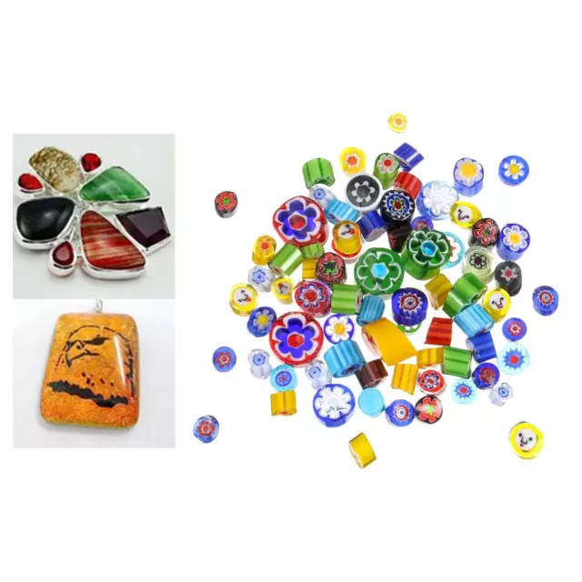 Mosaic Glass Cabochons Half-round Dome Beads Mixed Color 50g