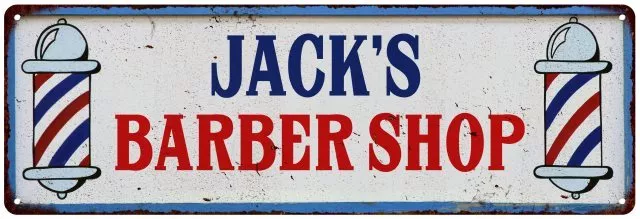 JACK'S Barber Shop Hair Salon Personalized Metal Sign Retro 106180031229