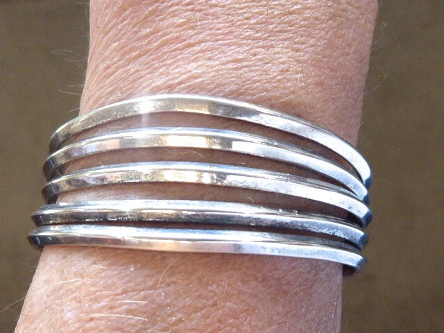 Vintage Sterling Silver Hand Made Large Chunky Cuff Bracelet Sterling Bracelet