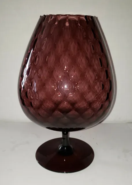 Vintage Mid Century Large Italian Empoli Deep Amethyst Glass Hammered Opti1960’s