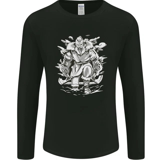 Viking Warrior Valhalla Odin Ascia Palestra God da Uomo Manica Lunga T-Shirt