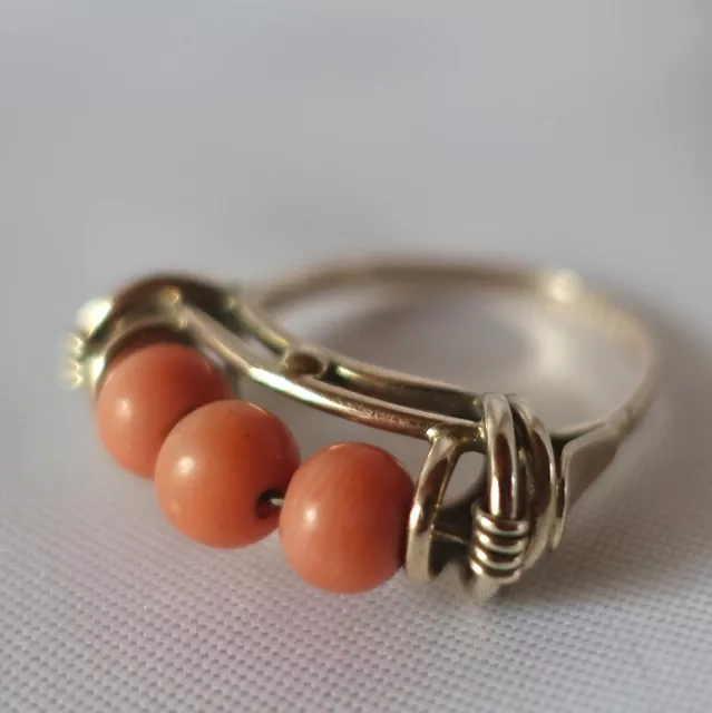 alter Korallen Ring 333 Gold Goldring old coral Koralle Ring / CU 173(9)