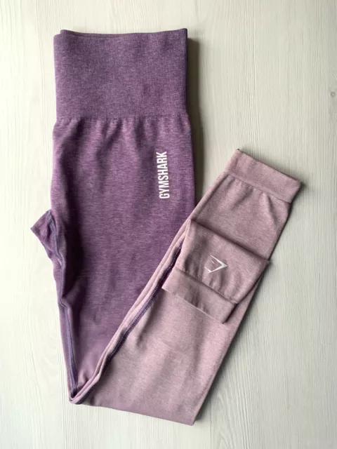 GYMSHARK ADAPT OMBRE Seamless Leggings - Small - Purple - VGC