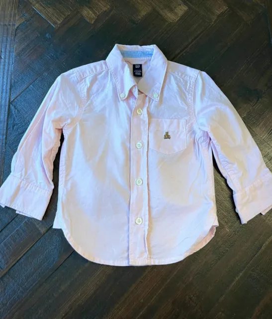 BABY GAP Pink Button Down Shirt Dress 18-24 Months Boys Cotton