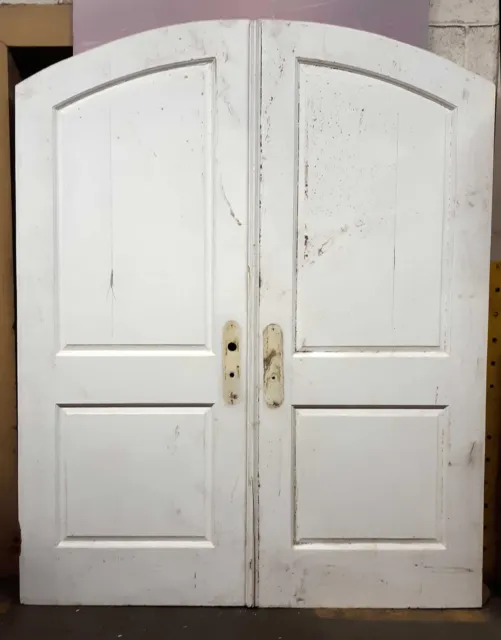 64"x83" Pair Antique Vintage Old Double Arched SOLID Wood Wooden Interior Doors