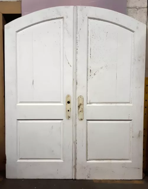 64"x83" Pair Antique Vintage Old Double Arched SOLID Wood Wooden Interior Doors
