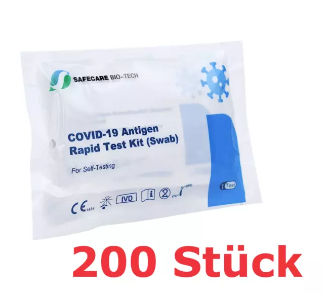 200x Corona Schnelltest SAFECARE Covid-19 Antigen Nasen Test Omikron BfArM PEI
