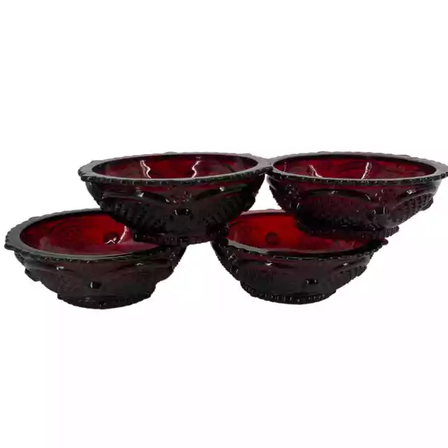 Set 4 Vintage Avon Cape Cod Dessert Bowl 5” Ruby Red 1876 Salad