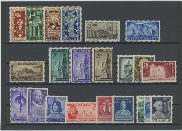 1949 Italie République, timbres neufs et parfaits, année complète 22 valeurs,