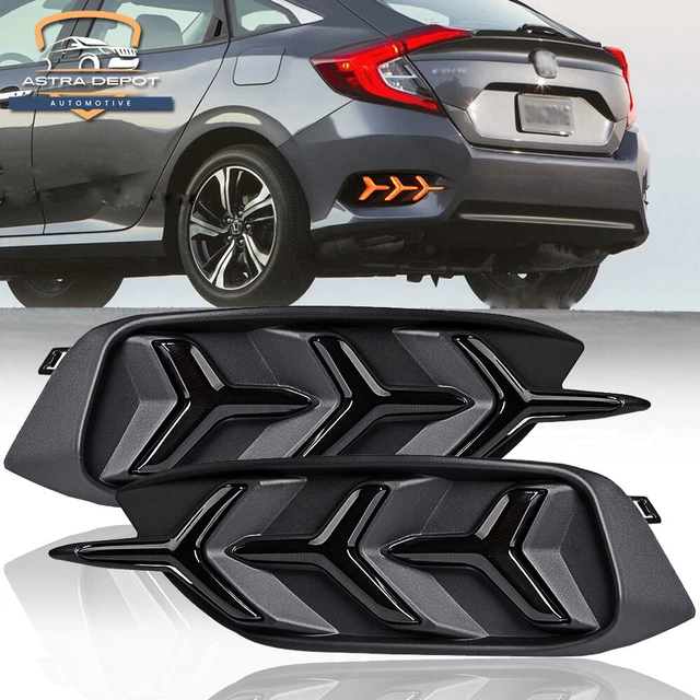 SMOKE REAR BUMPER Reflector Turn Signal Brake Lights for Honda Civic