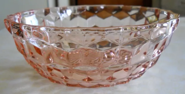 Pink Fostoria American Depression Glass Cube Pattern Bowl 6 1/2'' Diameter 3