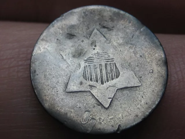 1851 Three 3 Cent Silver Trime- Philadelphia, About Good Details