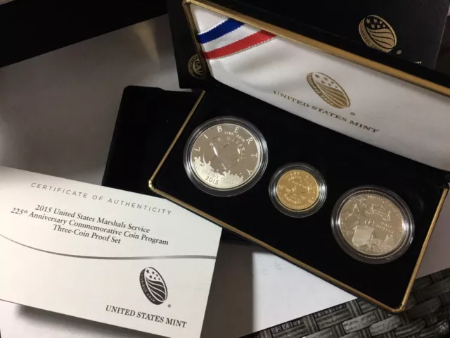 2015 US Marshals Service 225th Ann. Comm. Coin Program 3 coin Proof set