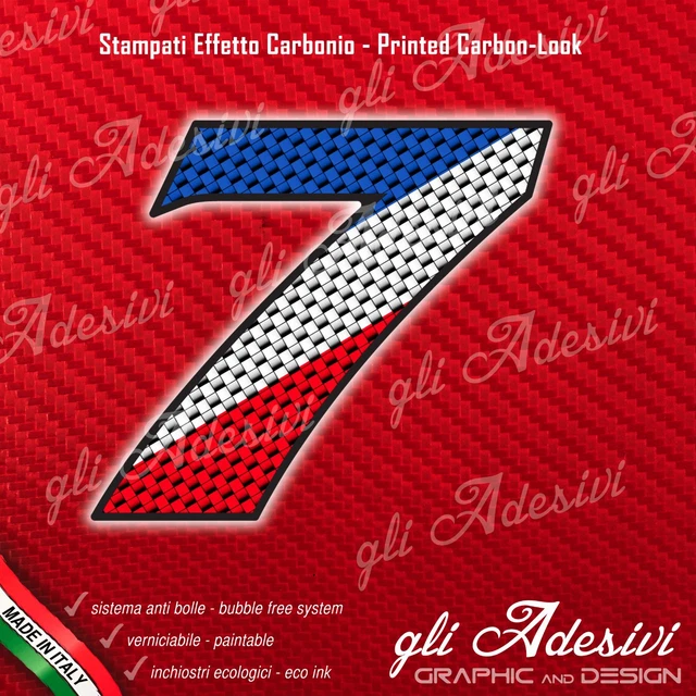 AUTOCOLLANTS NUMÉRO 7 Moto Voiture Cross Course Rouge & Tricolore 15 CM - Foto 11