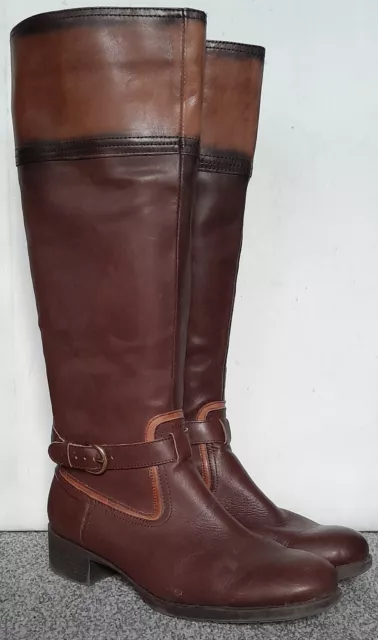 Womens Footglove Brown & Tan Leather Knee High Boots. Size Uk 7.5