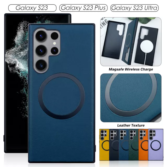 Business Leather MagSafe Magnetic Case Camera Protect For Samsung S23 Ultra S22+