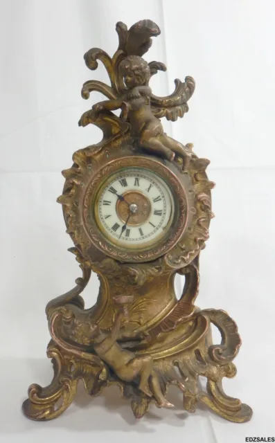 Ansonia Figural Cherub Brass Desk Shelf Brass Clock - Patented 1892