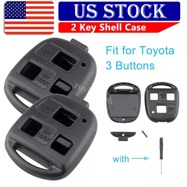 2 Remote Key Shell Fob Case 3B for 1999 2000 2001 2002 2003 Lexus RX300 HYQ12BBT