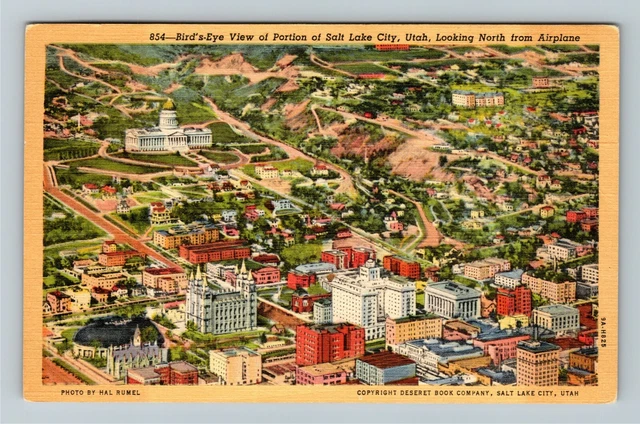 Salt Lake City UT-Utah, Aerial View Town Area, Vintage Postcard