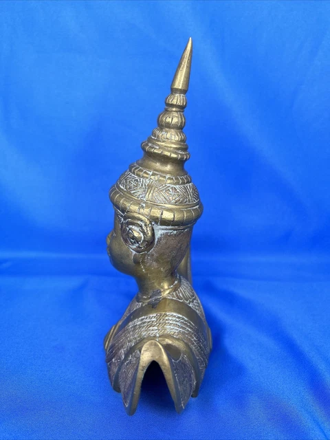 Vintage Brass Bust Asian Young Man Ornate Statue Figure (111724) 2