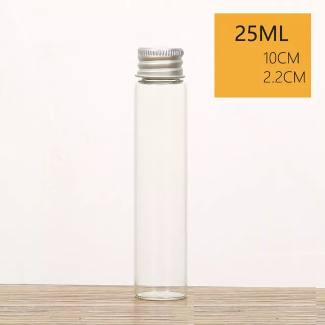 4 Empty Small Glass Storage Bottles Vials with Screw Cap 25ml(22X100mm) Jars