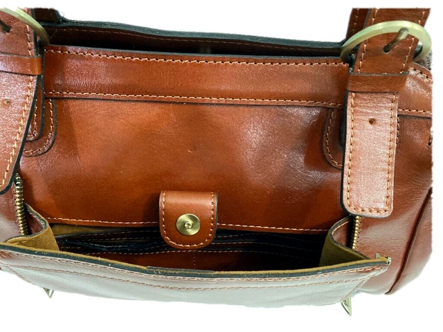 NWT Patricia Nash WAVERLEY Vintage Veg Tan Smooth Leather Shoulder Bag $299 4