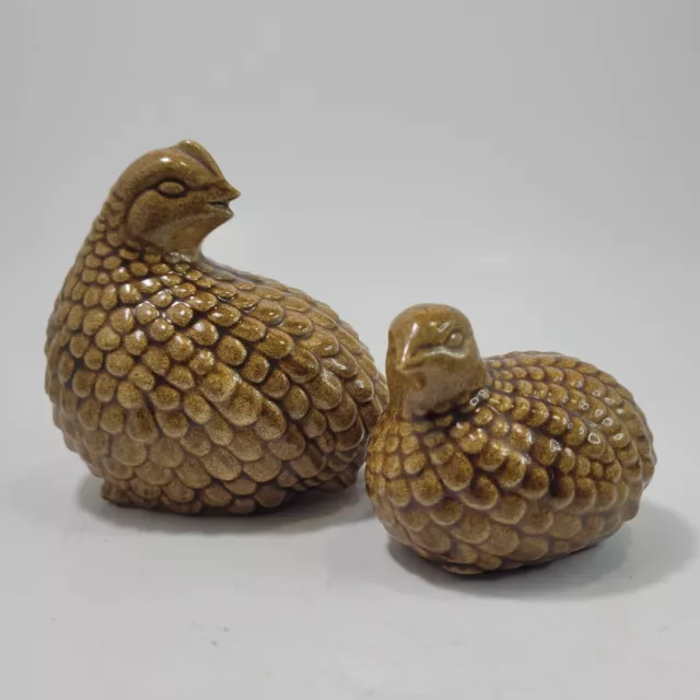 Vintage Quail Partridge Ceramic Pottery 2.5" - 3.5" Figurines Arnel's set of 2