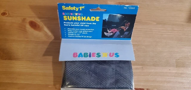 Babies R Us Sunshade for Car Safety 1st Jumbo 13" x 17" Black Vinyl Suction Cups