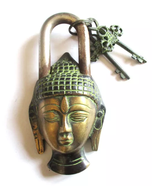 Vorhängeschloss BUDDHA Messing voll funktionsfähig 550 Gr. lock Siddharta Budda