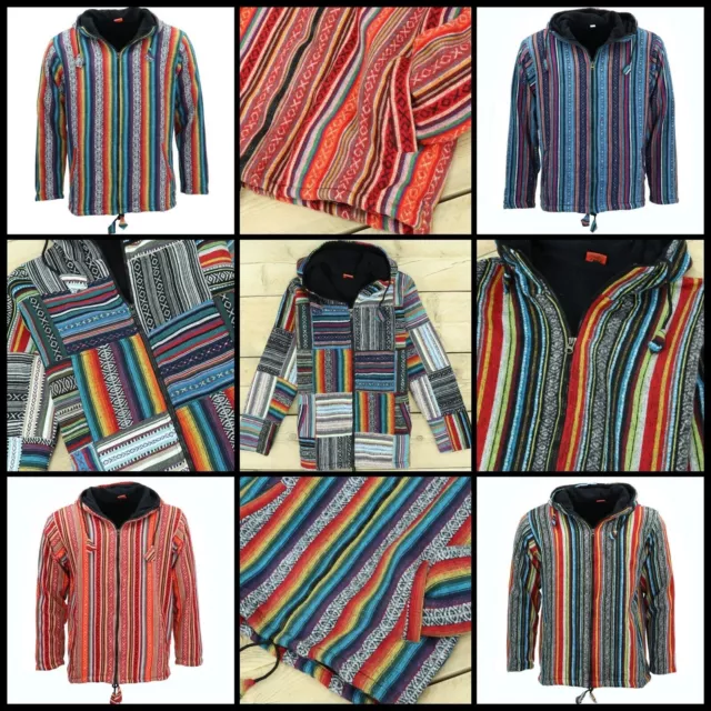 Sudadera con Cremallera Jersey Gheri Forro de Algodón Hippie Arcoiris Chaqueta