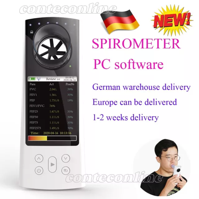 Spiromètre portable Bluetooth, fonction pulmonaire, spirométrie FVC + logiciel